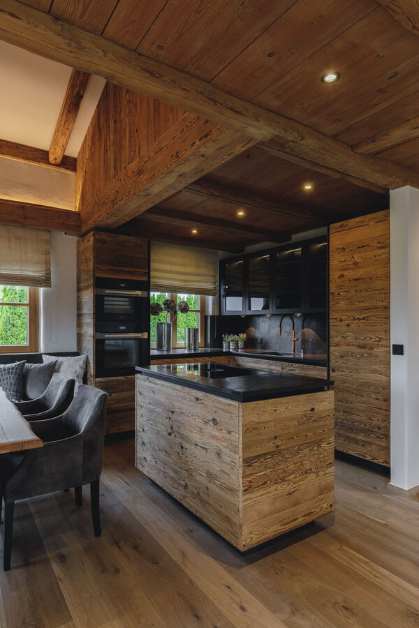 chalet, interior, küche